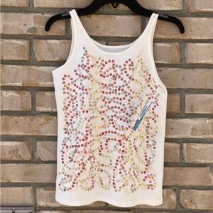 New Girls Old Navy Sequins Boho Tank Top Shirt M (8) Cream